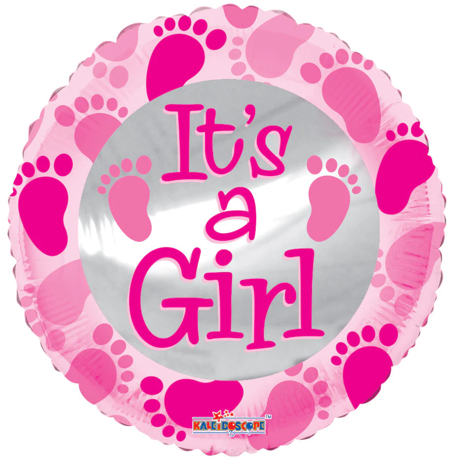 9" Airfill Only (Sticks Sold Separately) Baby Pink Foot Prints Balloon