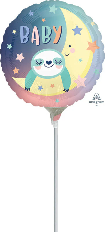 9" Airfill Only (Sticks Sold Separately) Baby Sloth Foil Balloon