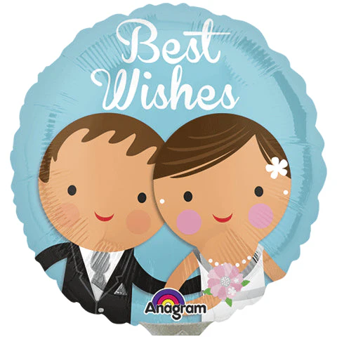 9" Airfill Only (Sticks Sold Separately) Best Wishes Wedding Couple Balloon
