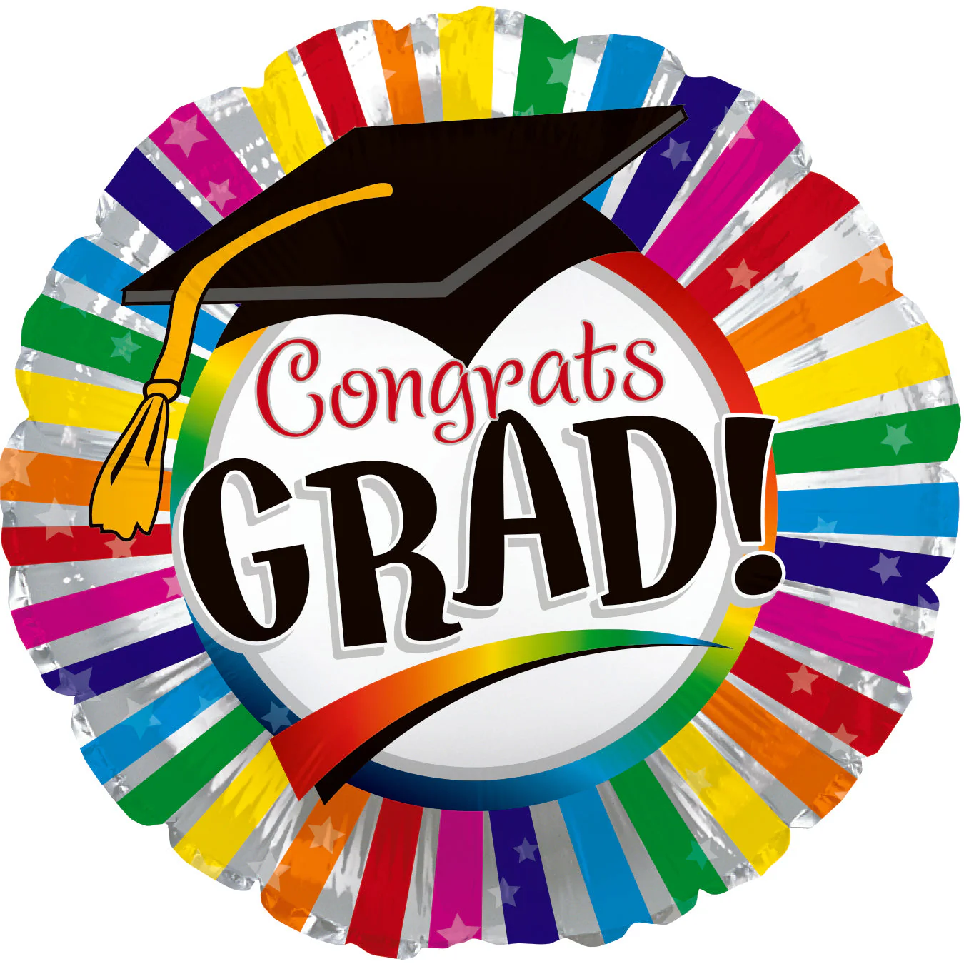 9" Airfill Only (Sticks Sold Separately) Grad Rainbow Stripes Foil Balloon