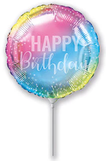 9" Airfill Only (Sticks Sold Separately) Gradient Happy Birthday Foil Balloon