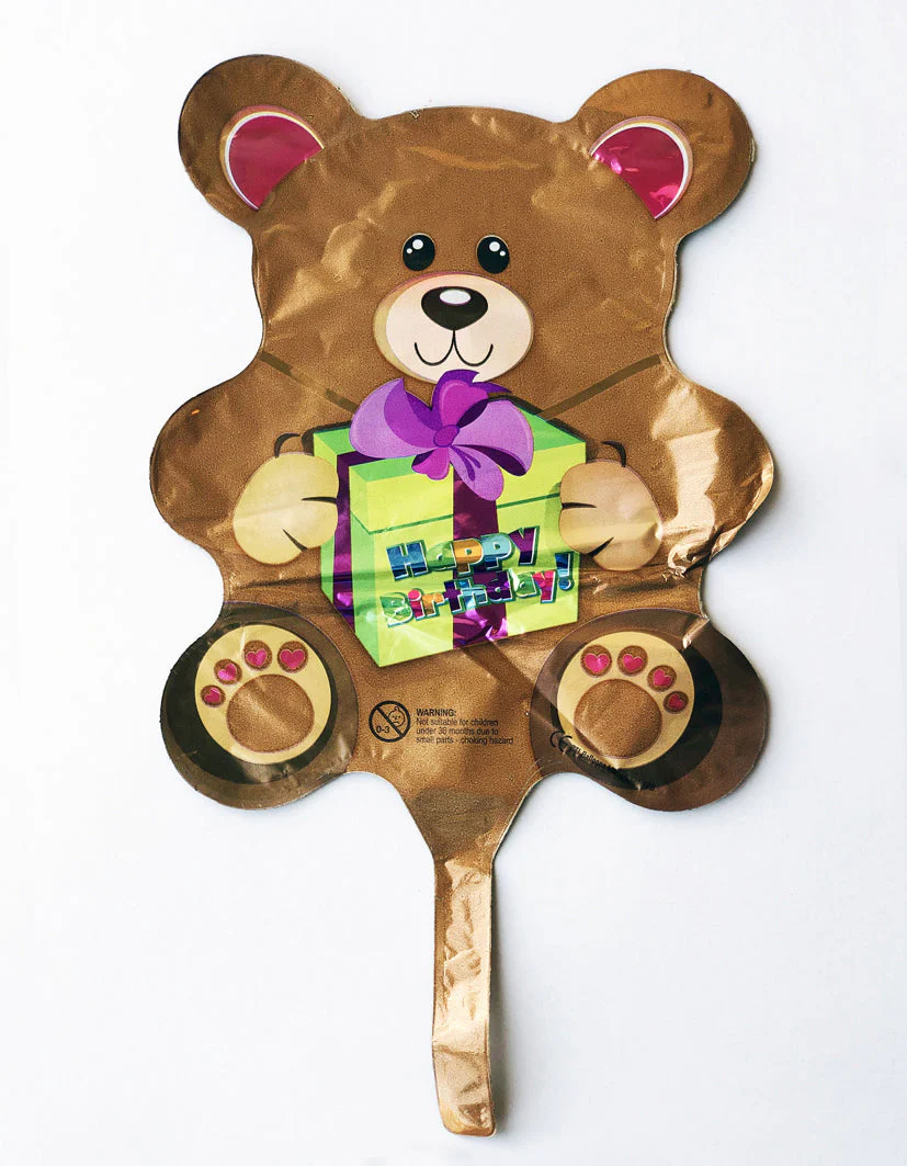 9" Airfill Only (Sticks Sold Separately) Happy Birthday Bear Foil Balloon