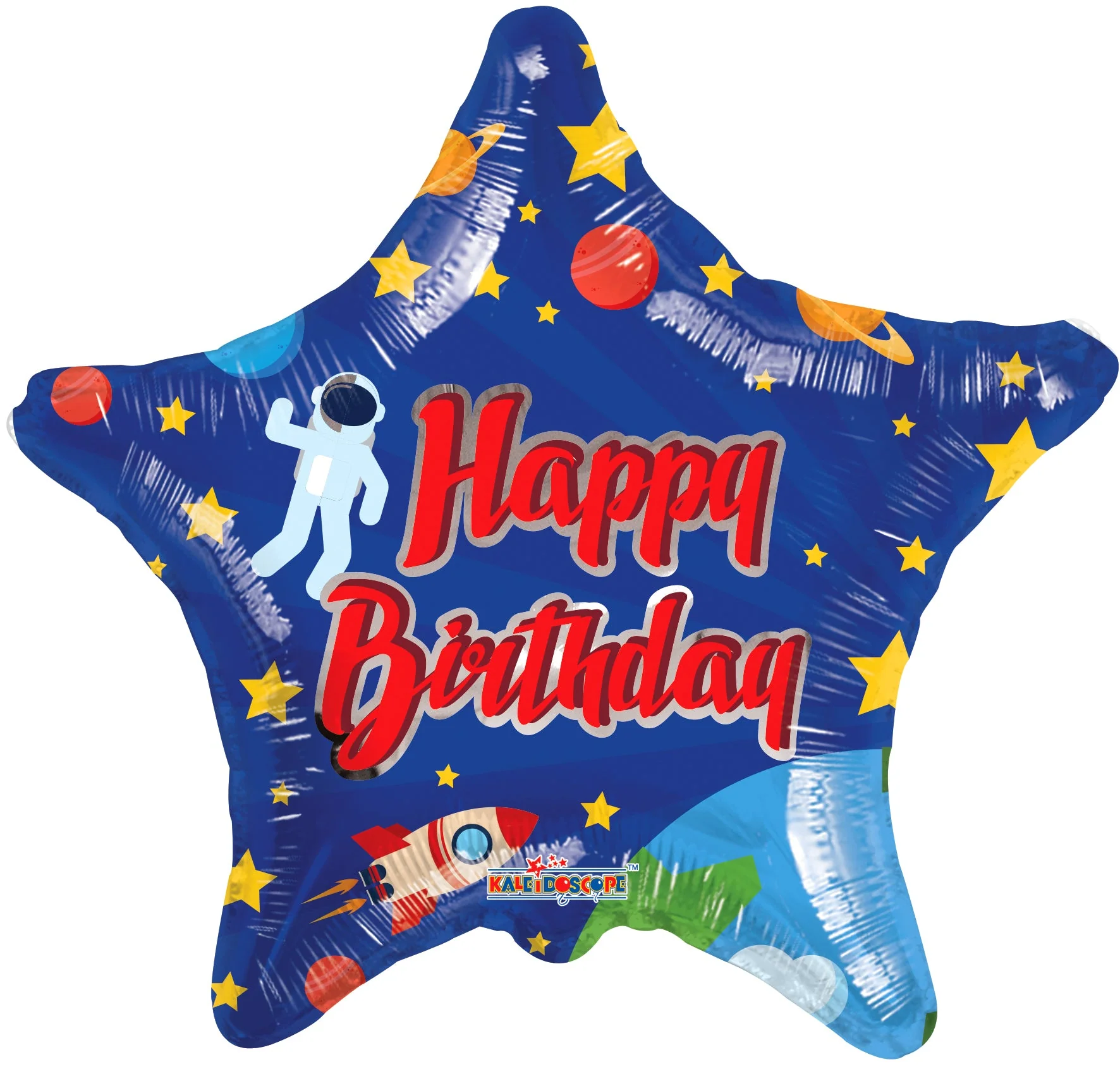 9" Airfill Only (Sticks Sold Separately) Happy Birthday Space Star Foil Balloon