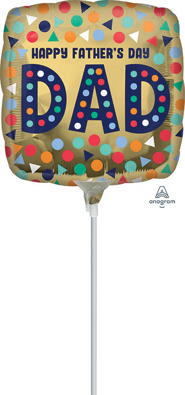9" Airfill Only (Sticks Sold Separately) Happy Father's Day Dad Foil Balloon