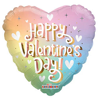9" Airfill Only (Sticks Sold Separately) Happy Valentine Day Soft Rainbow Foil Balloon