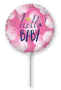 9" Airfill Only (Sticks Sold Separately) Hello Baby Girl Foil Balloon