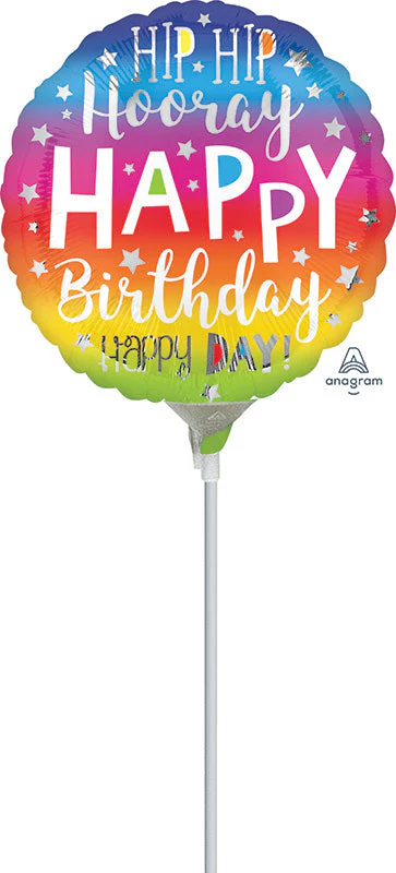 9" Airfill Only (Sticks Sold Separately) Hip Hip Hooray Birthday Foil Balloon