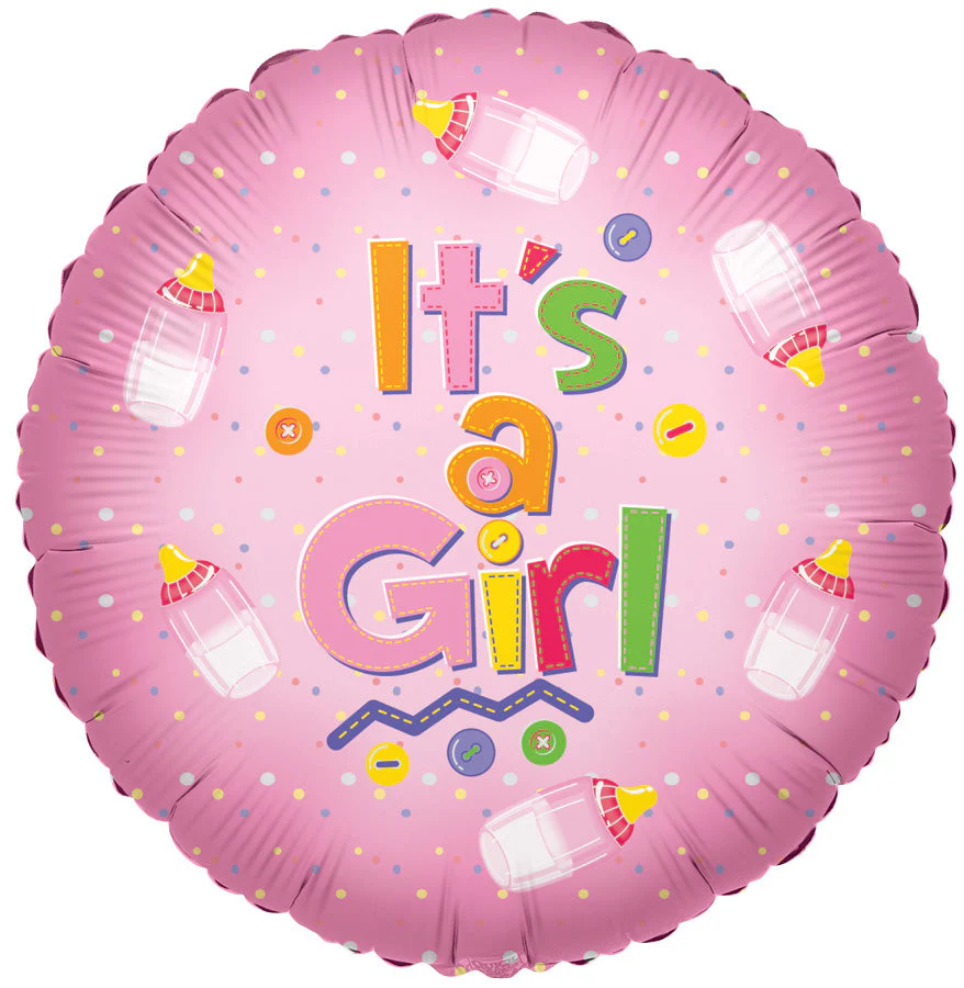9" Airfill Only (Sticks Sold Separately) Its a Girl Bottle Balloon