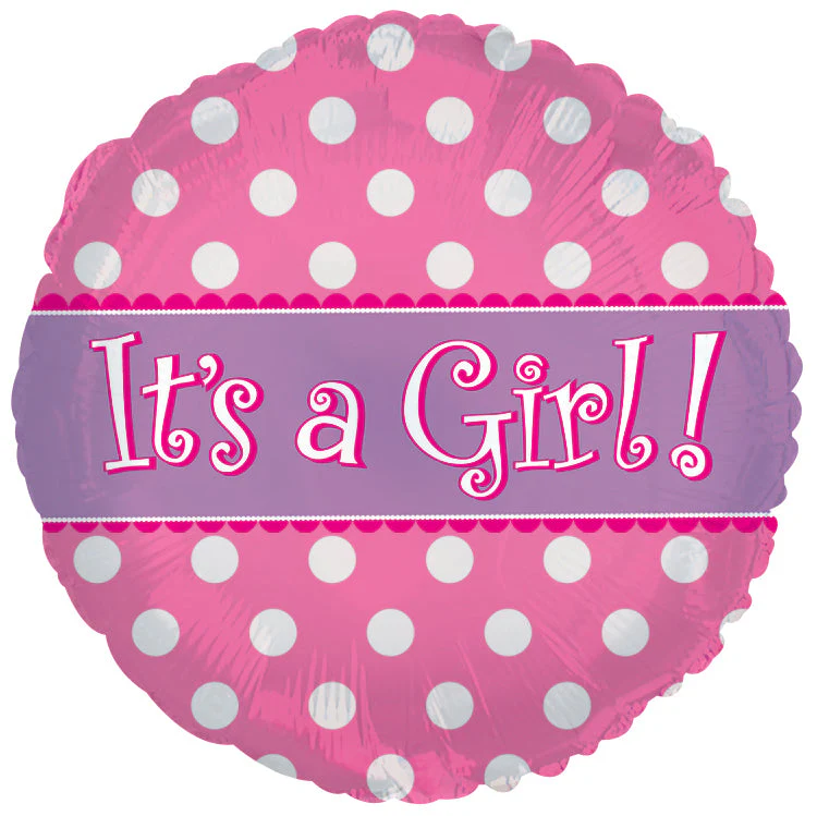 9" Airfill Only (Sticks Sold Separately) Its A Girl Dots Balloon