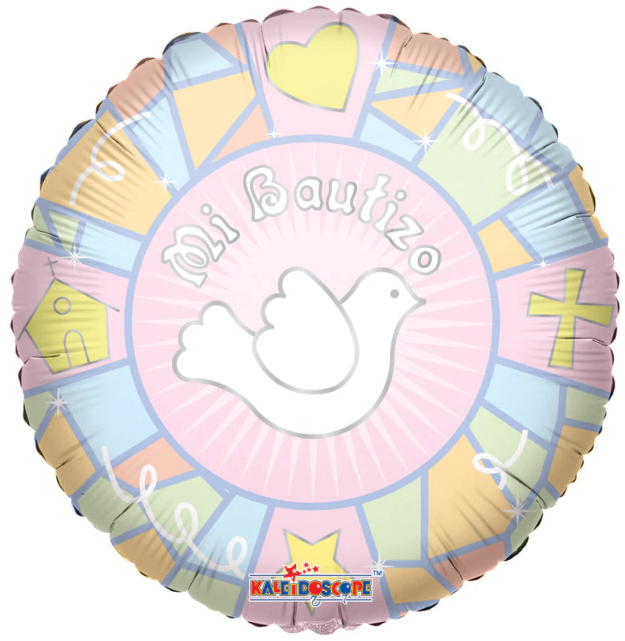 9" Airfill Only (Sticks Sold Separately) Mi Bautizo Vitral Rosa Balloon (Spanish)