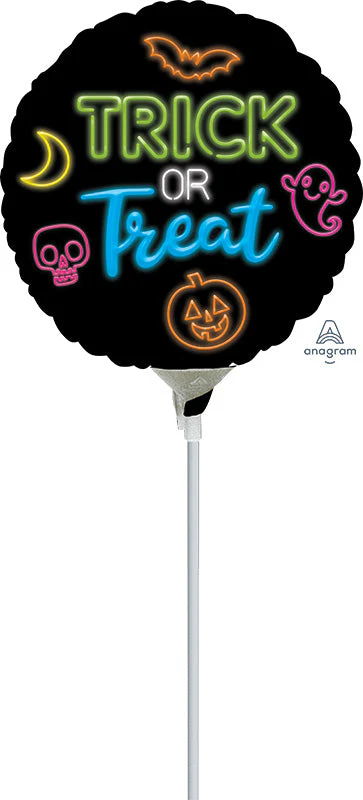 9" Airfill Only (Sticks Sold Separately) Neon Trick or Treat Foil Balloon