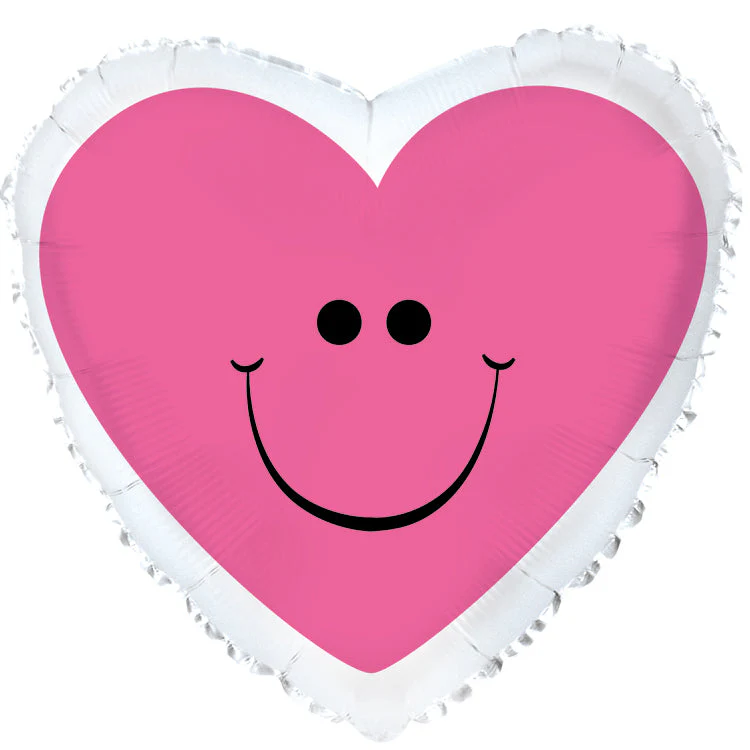 9" Airfill Only (Sticks Sold Separately) Pink Smiley Hearts Balloon