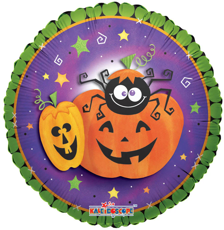 9" Airfill Only (Sticks Sold Separately) Pumpkin And Crazy Spider Balloon