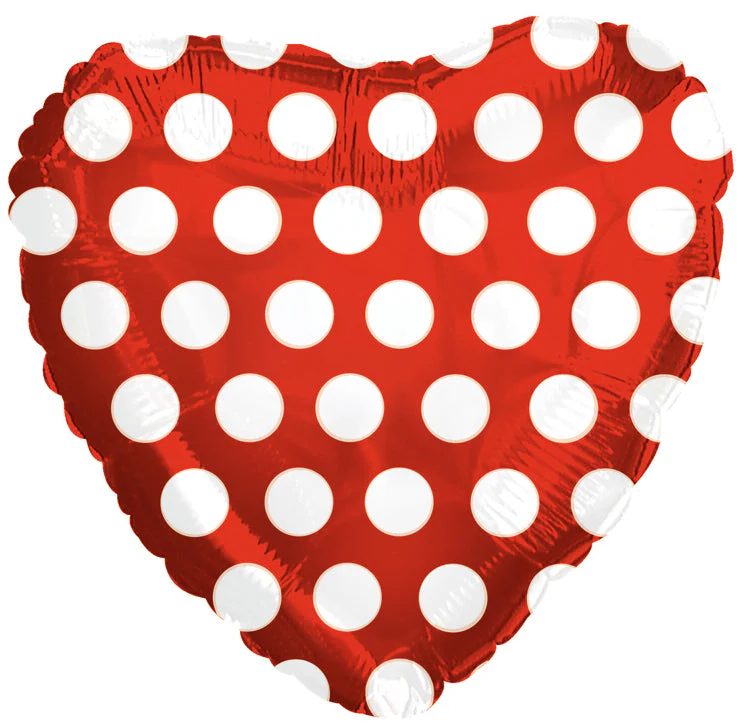 9" Airfill Only (Sticks Sold Separately) Red with White Polka Dots Balloon