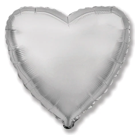 9" Airfill Only (Sticks Sold Separately) Silver Heart Foil Balloon