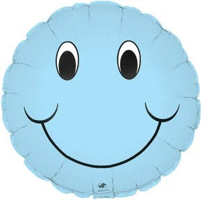 9" Airfill Only (Sticks Sold Separately) Smiley Face Pastel Blue Balloon