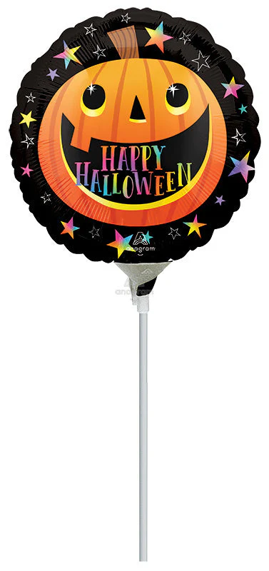 9" Airfill Only (Sticks Sold Separately) Smiley Halloween Pumpkin Foil Balloon