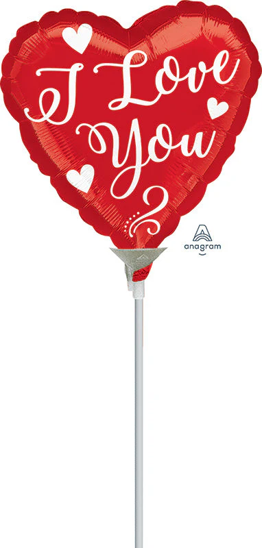 9" Airfill Only (Sticks Sold Separately) White Love Script Foil Balloon