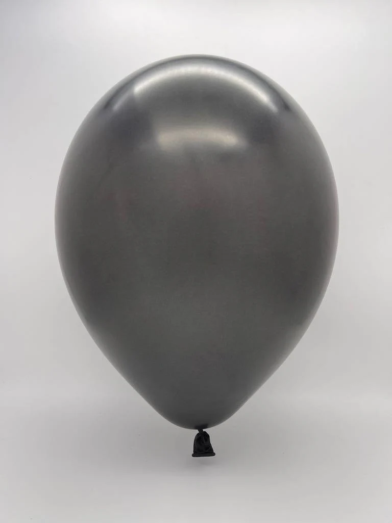 9" Metallic Black Decomex Latex Balloons (100 Per Bag) - Image 2
