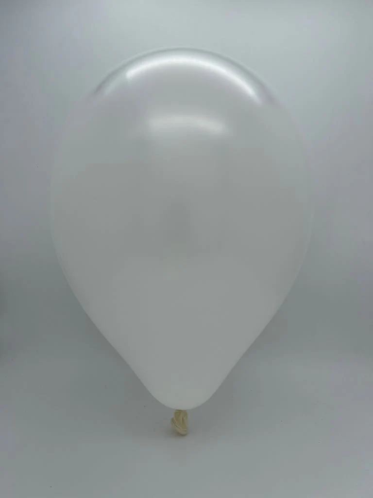 9" Metallic White Decomex Latex Balloons (100 Per Bag) - Image 2