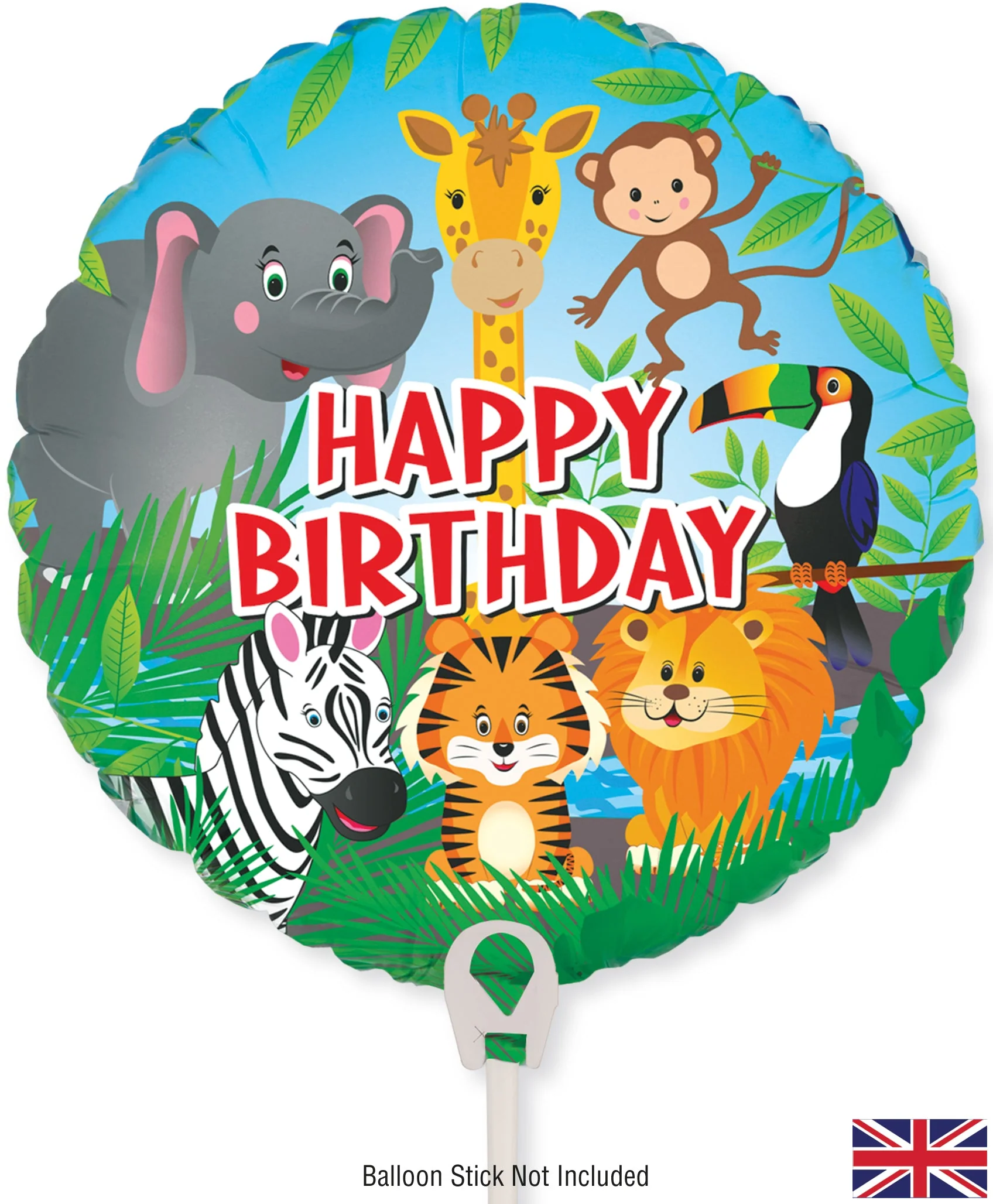 9" Airfill Only (Sticks Sold Separately) Mini Oaktree Brand Mini Shape Happy Birthday Jungle Metallic Packaged