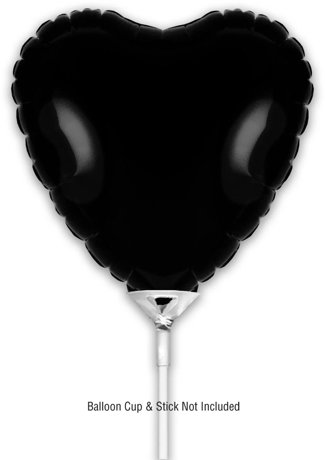 9" Airfill Only (With Self Sealing Valve) Black Heart (5 Per Pack) Oaktree Brand Foil Balloon
