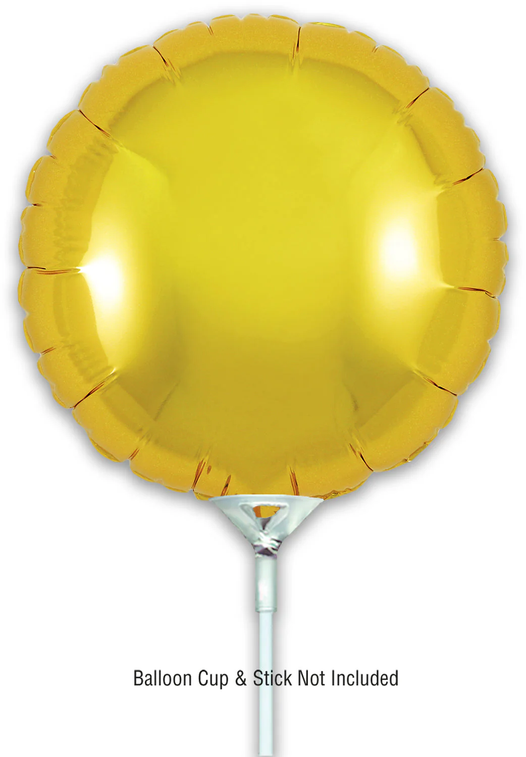 9" Airfill Only (With Self Sealing Valve) Gold Round (5 Per Pack) Oaktree Brand Foil Balloon