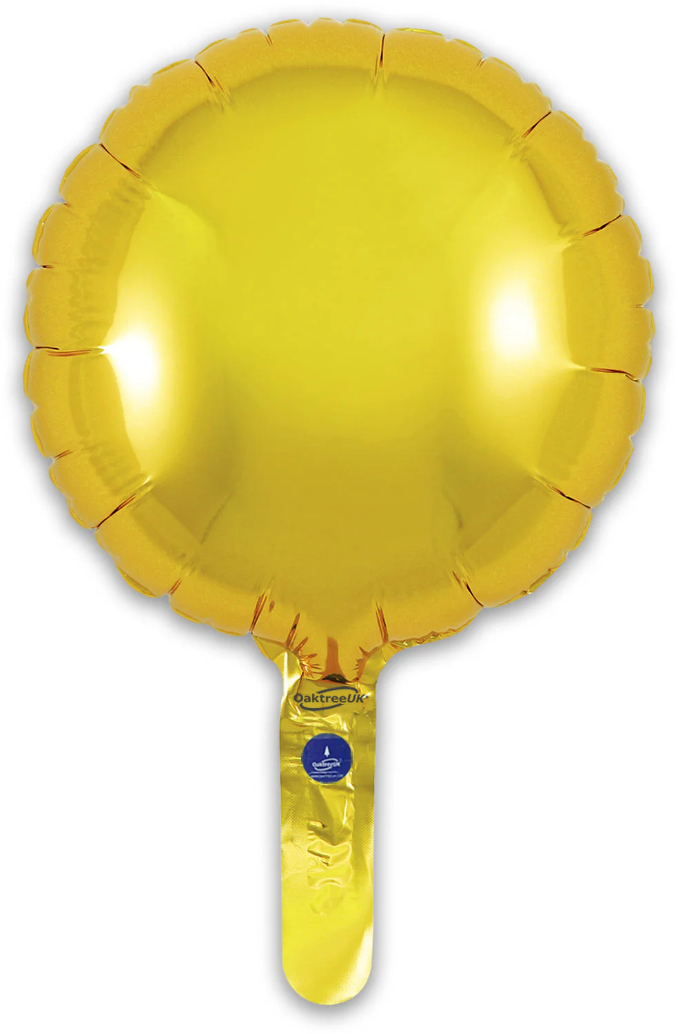 9" Airfill Only (With Self Sealing Valve) Gold Round (5 Per Pack) Oaktree Brand Foil Balloon - Image 3