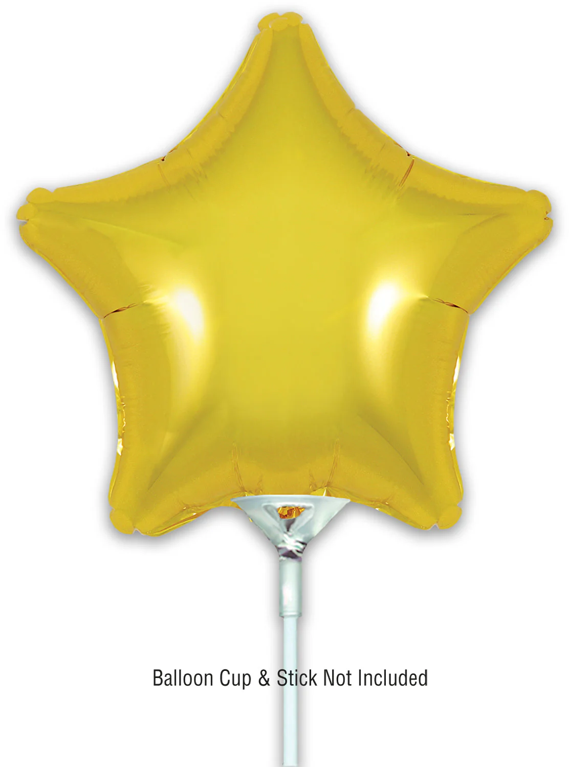 9" Airfill Only (With Self Sealing Valve) Gold Star (5 Per Pack) Oaktree Brand Foil Balloon