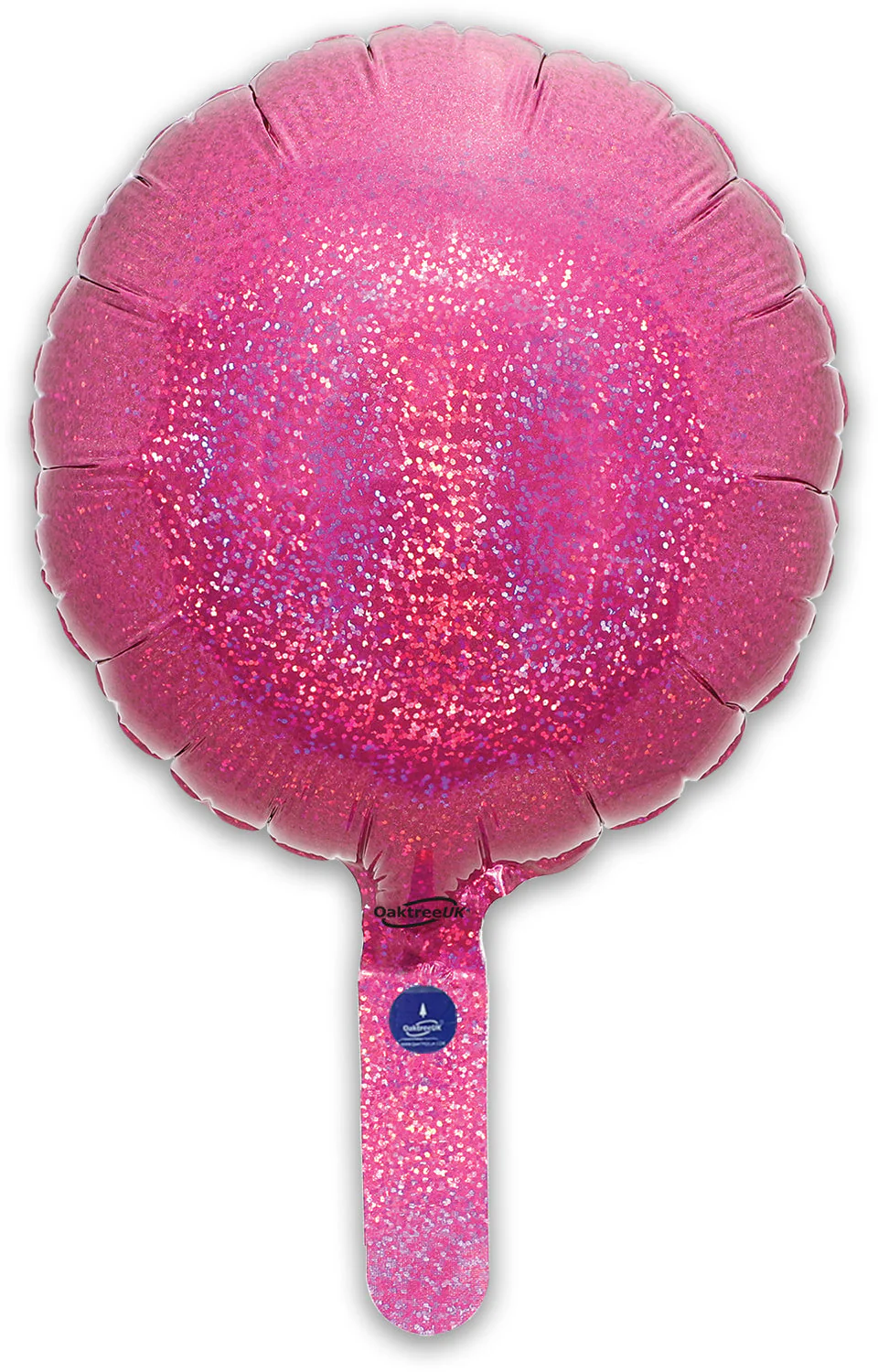 9" Airfill Only (With Self Sealing Valve) Holographic Pink Round (5 Per Pack) Oaktree Brand Foil Balloon - Image 3
