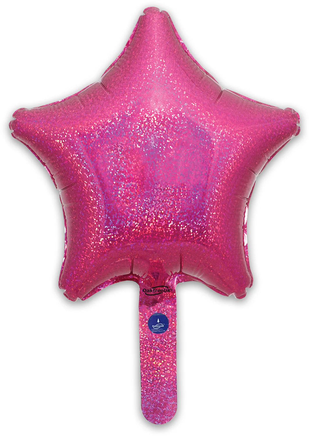9" Airfill Only (With Self Sealing Valve) Holographic Pink Star (5 Per Pack) Oaktree Brand Foil Balloon - Image 3