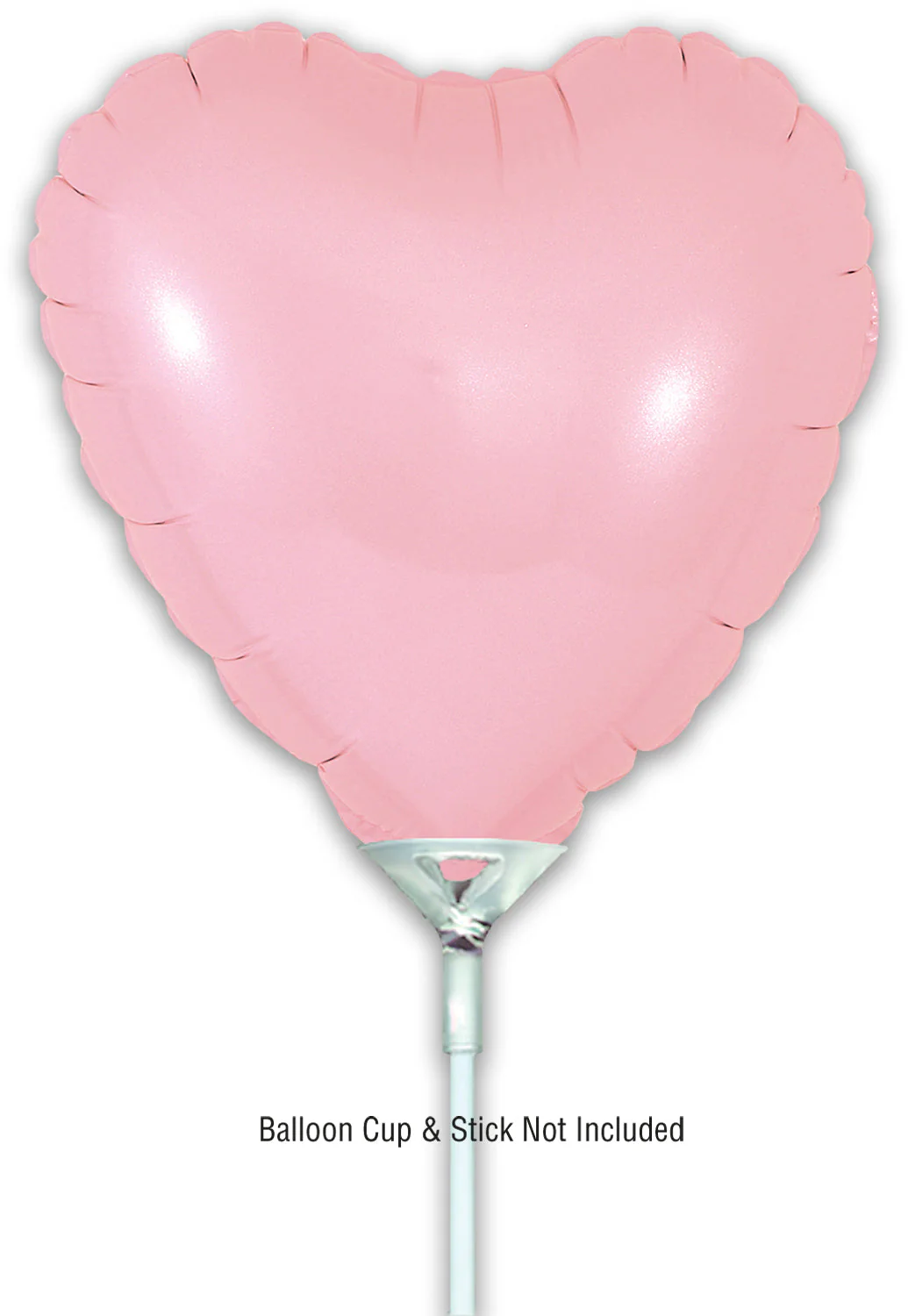 9" Airfill Only (With Self Sealing Valve) Matte Pink Heart (5 Per Pack) Oaktree Brand Foil Balloon