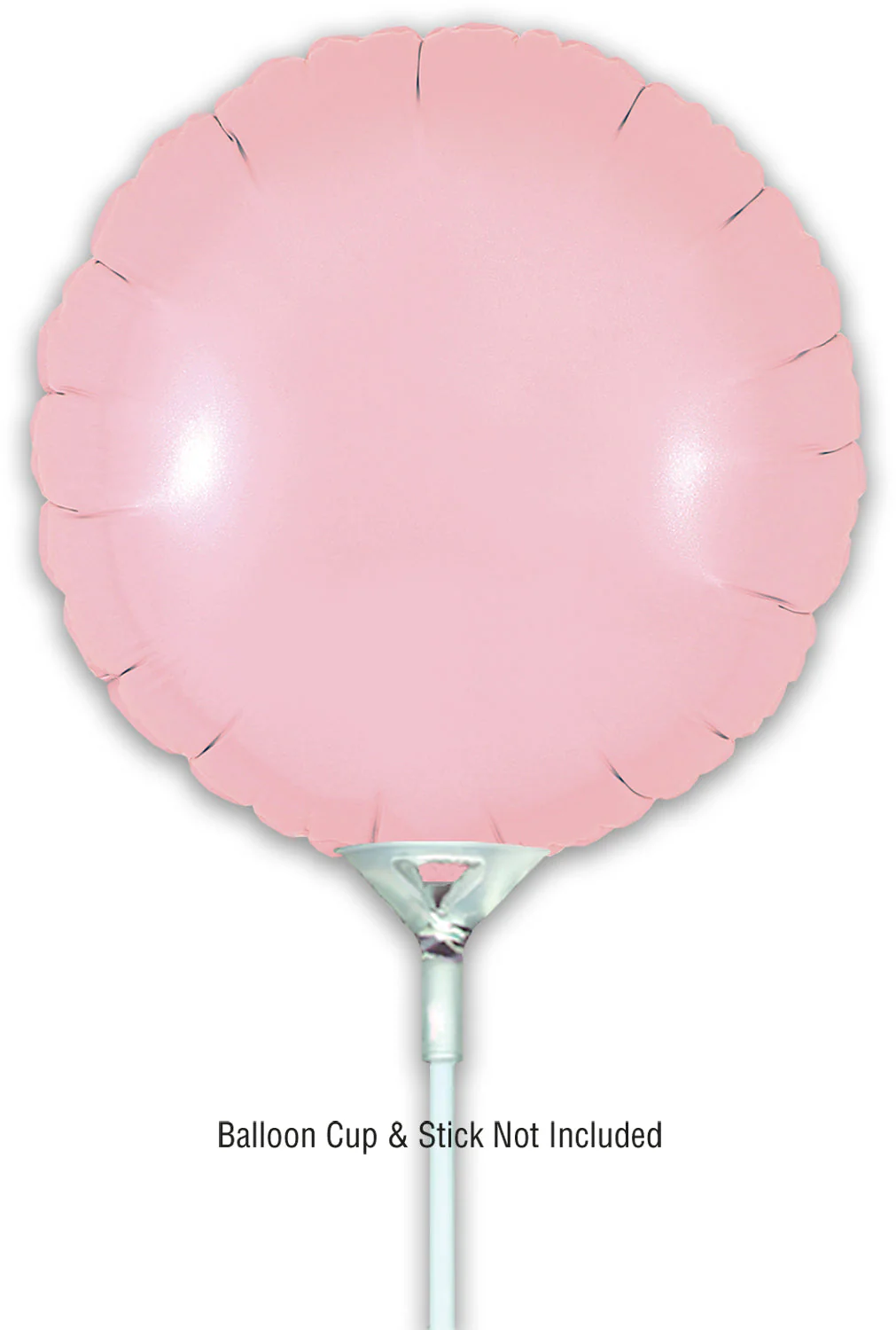9" Airfill Only (With Self Sealing Valve) Matte Pink Round (5 Per Pack) Oaktree Brand Foil Balloon