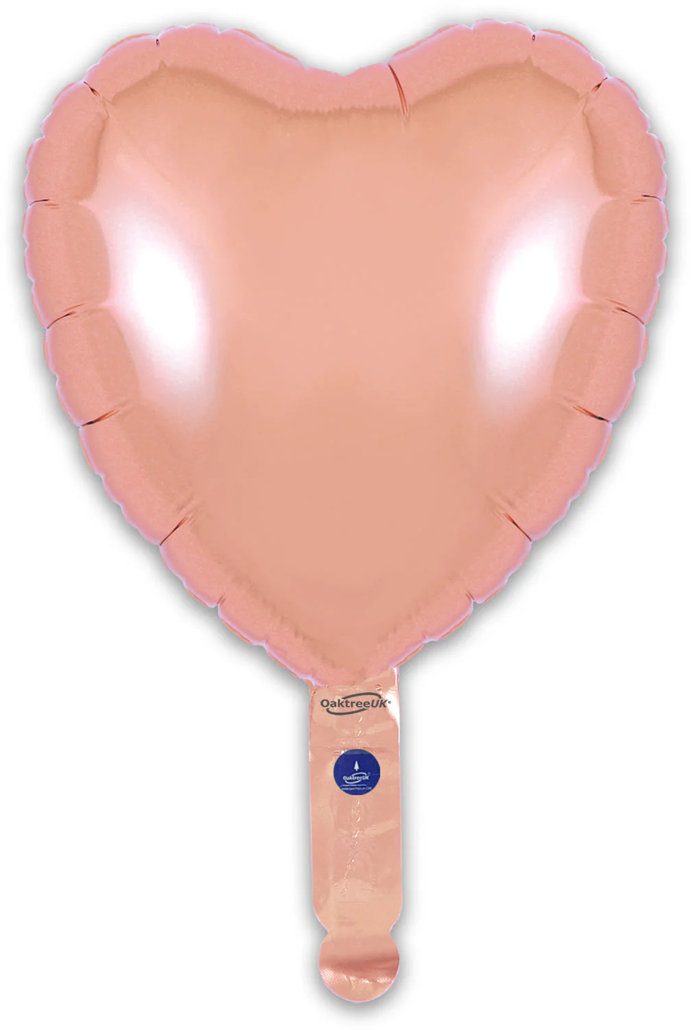9" Airfill Only (With Self Sealing Valve) Rose Gold Heart (5 Per Pack) Oaktree Brand Foil Balloon - Image 3