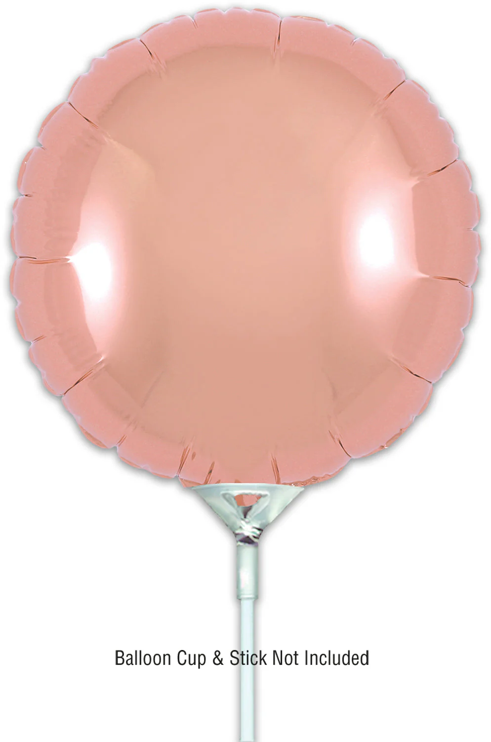 9" Airfill Only (With Self Sealing Valve) Rose Gold Round (5 Per Pack) Oaktree Brand Foil Balloon