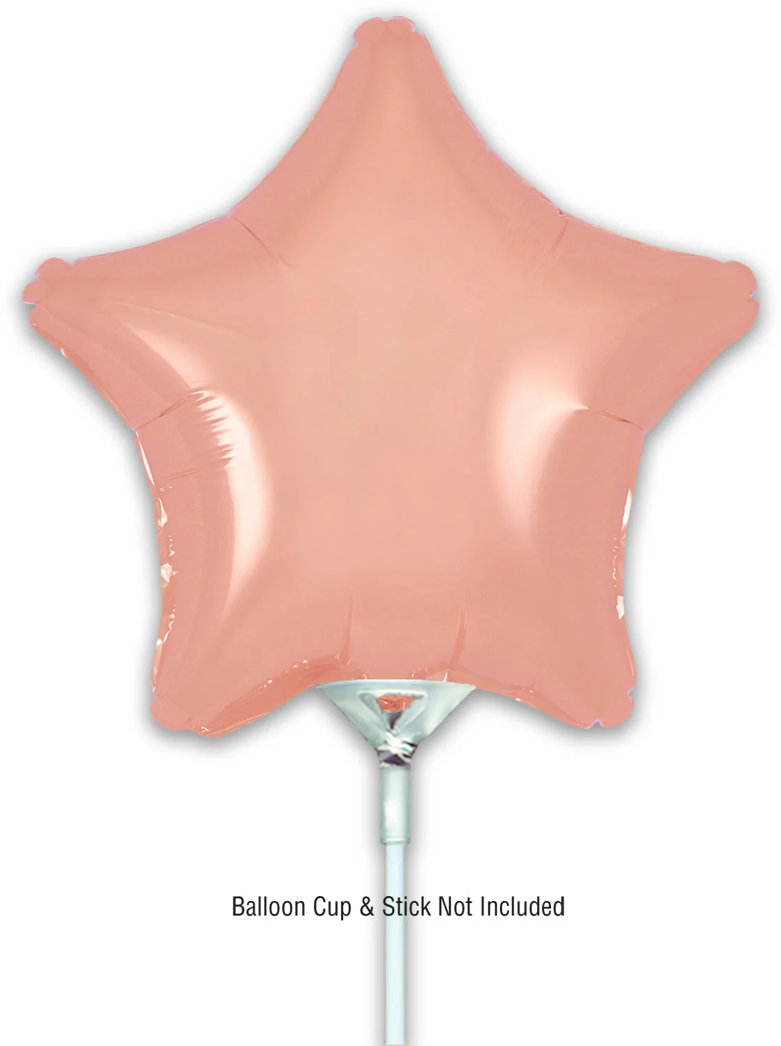9" Airfill Only (With Self Sealing Valve) Rose Gold Star (5 Per Pack) Oaktree Brand Foil Balloon