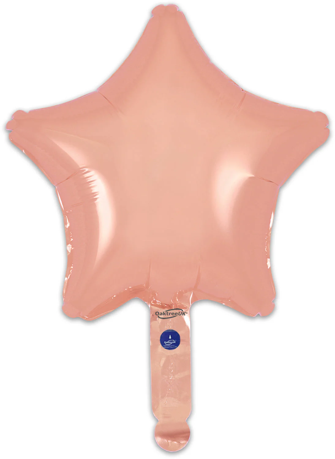 9" Airfill Only (With Self Sealing Valve) Rose Gold Star (5 Per Pack) Oaktree Brand Foil Balloon - Image 3