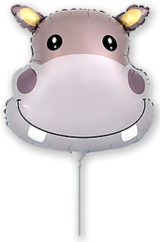 9" Airfill Only (Sticks Sold Separately) Hippo Head Mini Foil Balloon