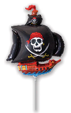 Airfill Only (Sticks Sold Separately) Black Pirate Ship Balloon