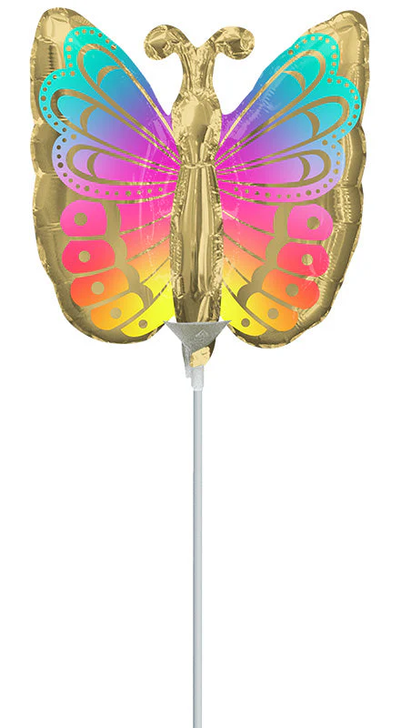 Airfill Only (Sticks Sold Separately) Mini Shape Colorful Butterfly Foil Balloon