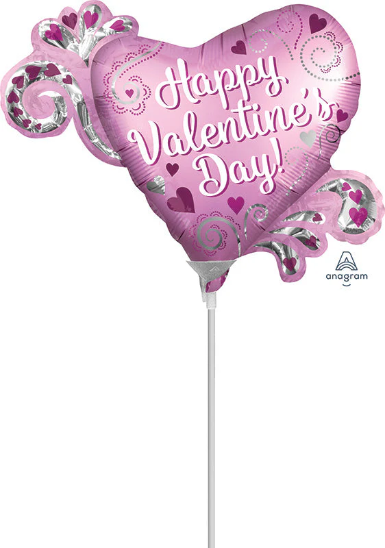 Airfill Only (Sticks Sold Separately) Mini Shape Happy Valentine's Day Foil Balloon