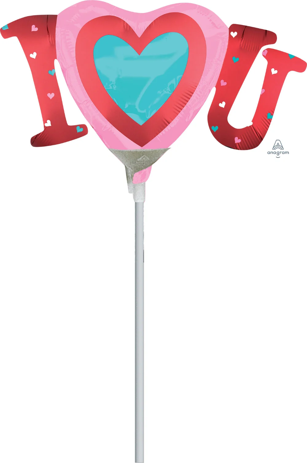 Airfill Only (Sticks Sold Separately) Mini Shape Infused I Heart You Foil Balloon