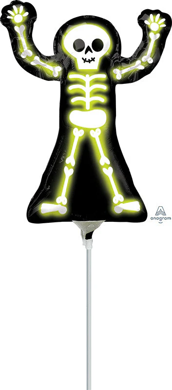 Airfill Only (Sticks Sold Separately) Mini Shape Neon Skelly Foil Balloon