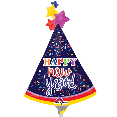 Airfill Only (Sticks Sold Separately) Mini Shape New Years Party Hat Balloon