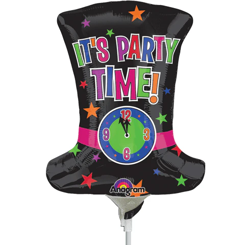 Airfill Only (Sticks Sold Separately) Mini Shape New Years Top Hat Balloon
