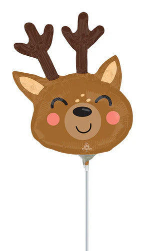 Airfill Only (Sticks Sold Separately) Mini Shape North Pole Express Reindeer Foil Balloon