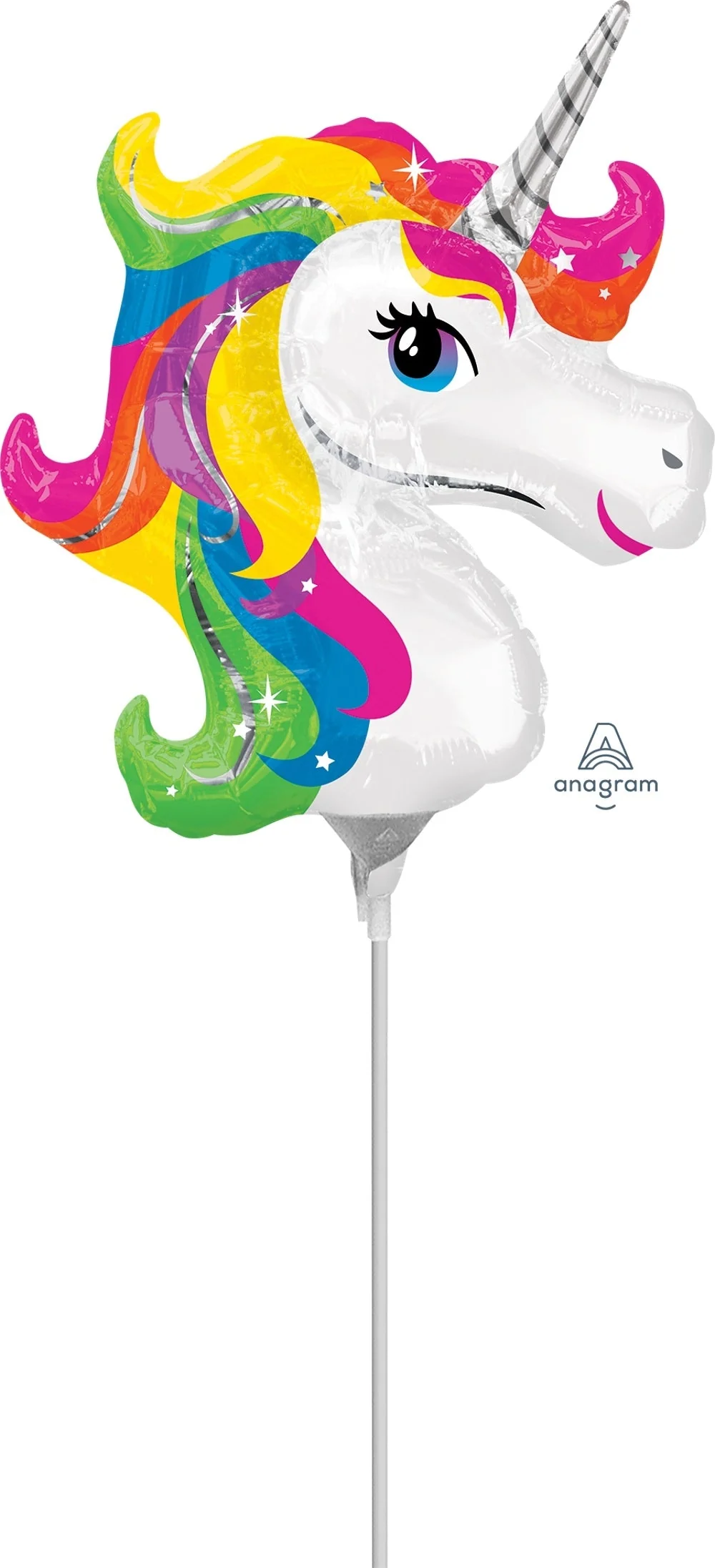 Airfill Only (Sticks Sold Separately) Mini Shape Unicorn Rainbow Balloon