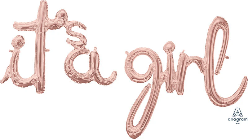 Airfill Only Script Phrase It's A Girl Rose Gold Balloon