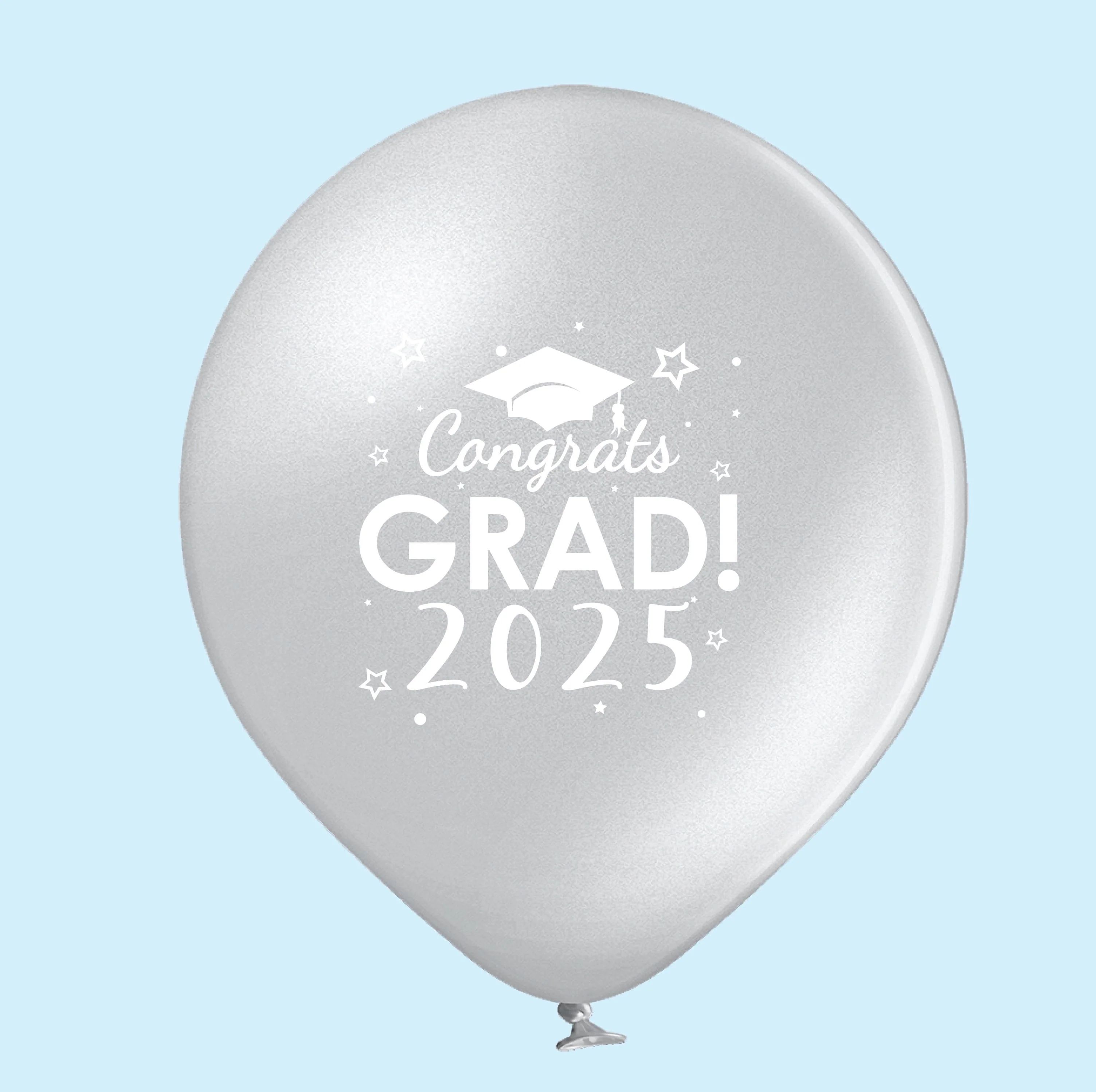 11" Congrats Grad 2025 Latex Balloons 25 Count Silver