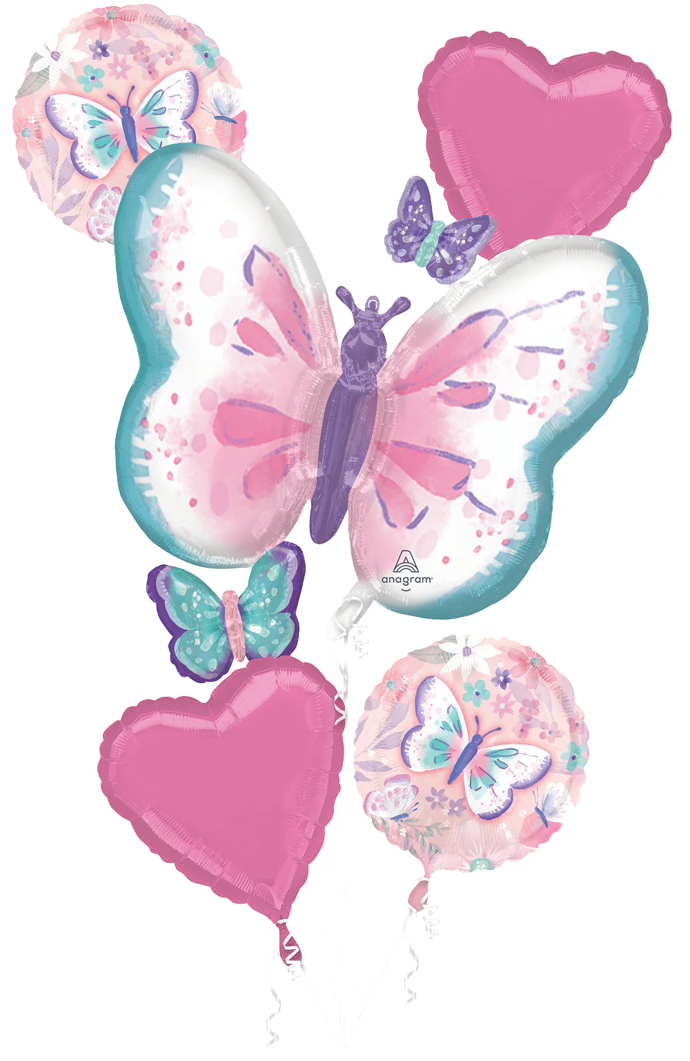 Bouquet Flutters Happy Birthday Foil Balloon